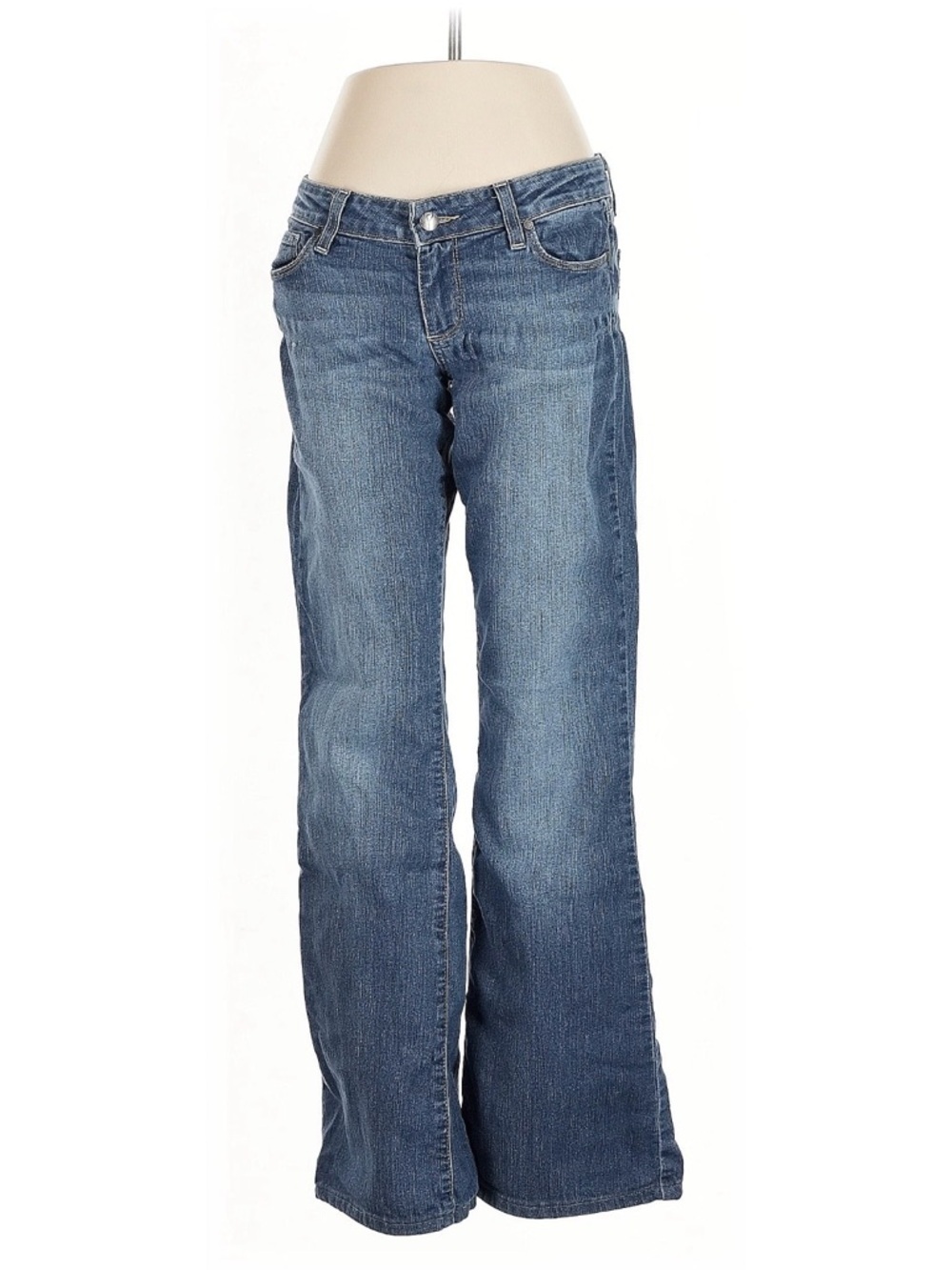 PAIGE Medium Blue Flared Wide-Leg Jeans